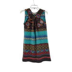 Estelle Multicolor Sleeveless Knit Dress With Front Zipper & Floral Pattern Wome